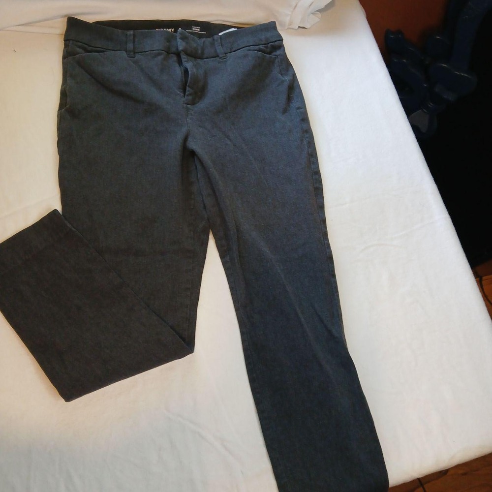 Old Navy High Rise Pixie Straight Leg Pants Gray Textured Slacks Womens 6